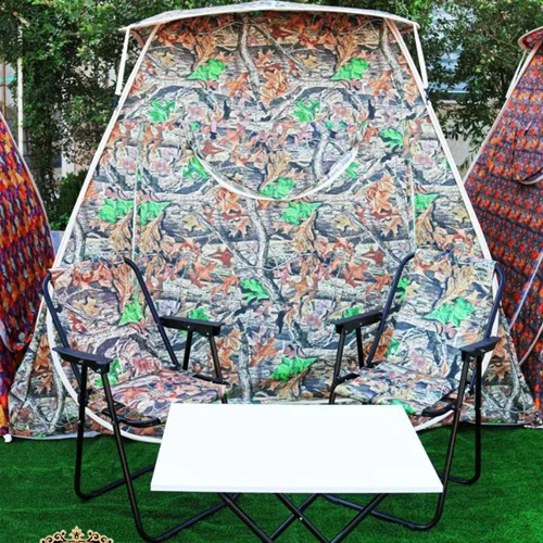 پکیج ست صندلی و چادر مسافرتی 8 نفره پانوراما 360 درجه نانو برزنت جنگلی (با 2 عدد صندلی)