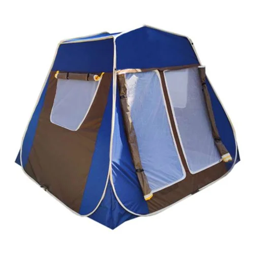 چادر مسافرتی فنری کمپ خانواده ۸ نفره مجهز به چتر (طلایی قهوه ای لایت)